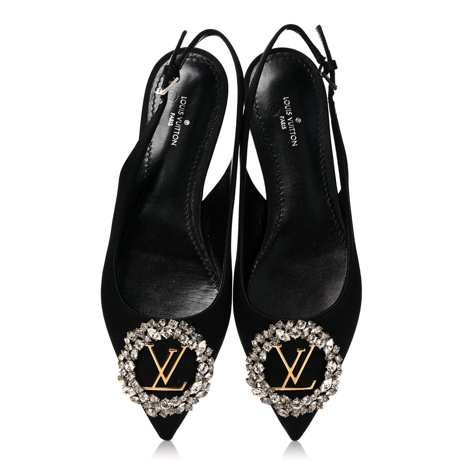Louis Vuitton Satin Crystal Madeleine Slingback Ballerina Flats 36 Black 5 of 11