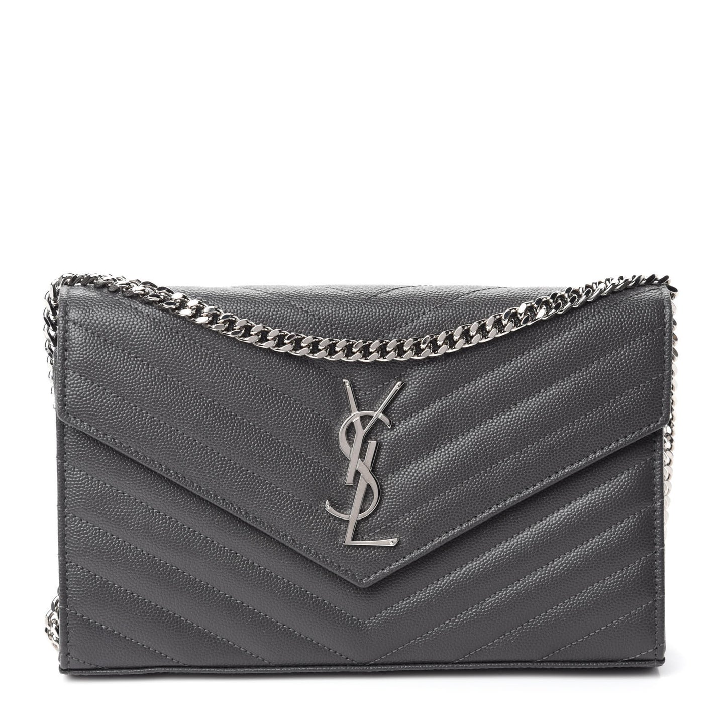 Grain De Poudre Matelasse Chevron Monogram Chain Wallet Earth