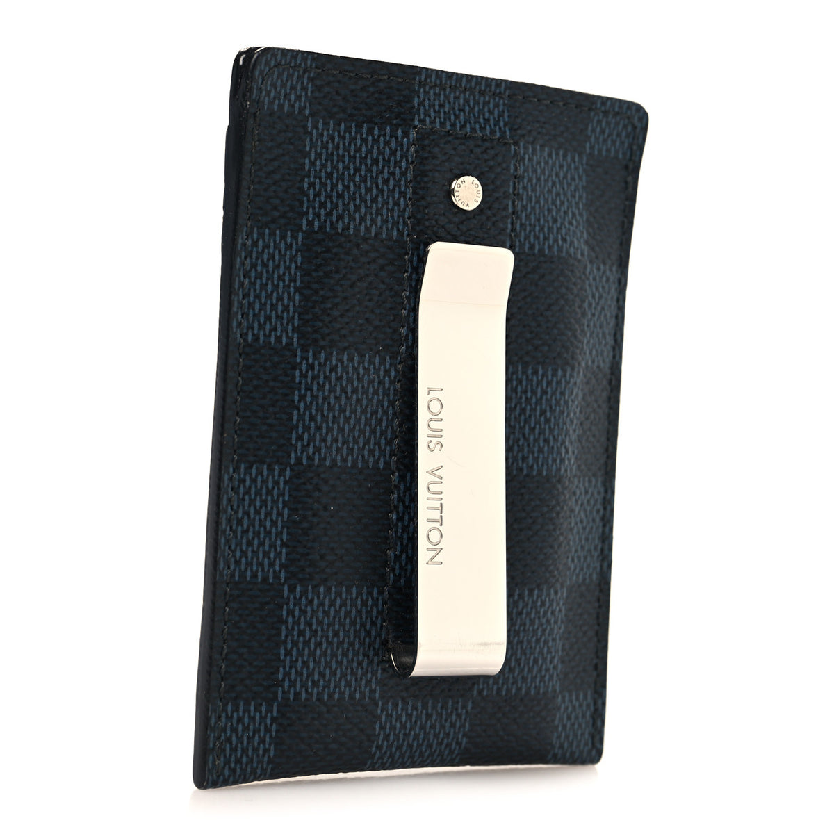 Damier Cobalt Pince Card Holder Bill Clip