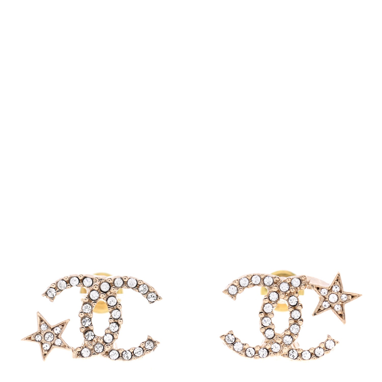 Chanel Crystal CC Starfall Earrings Gold 1 of 5