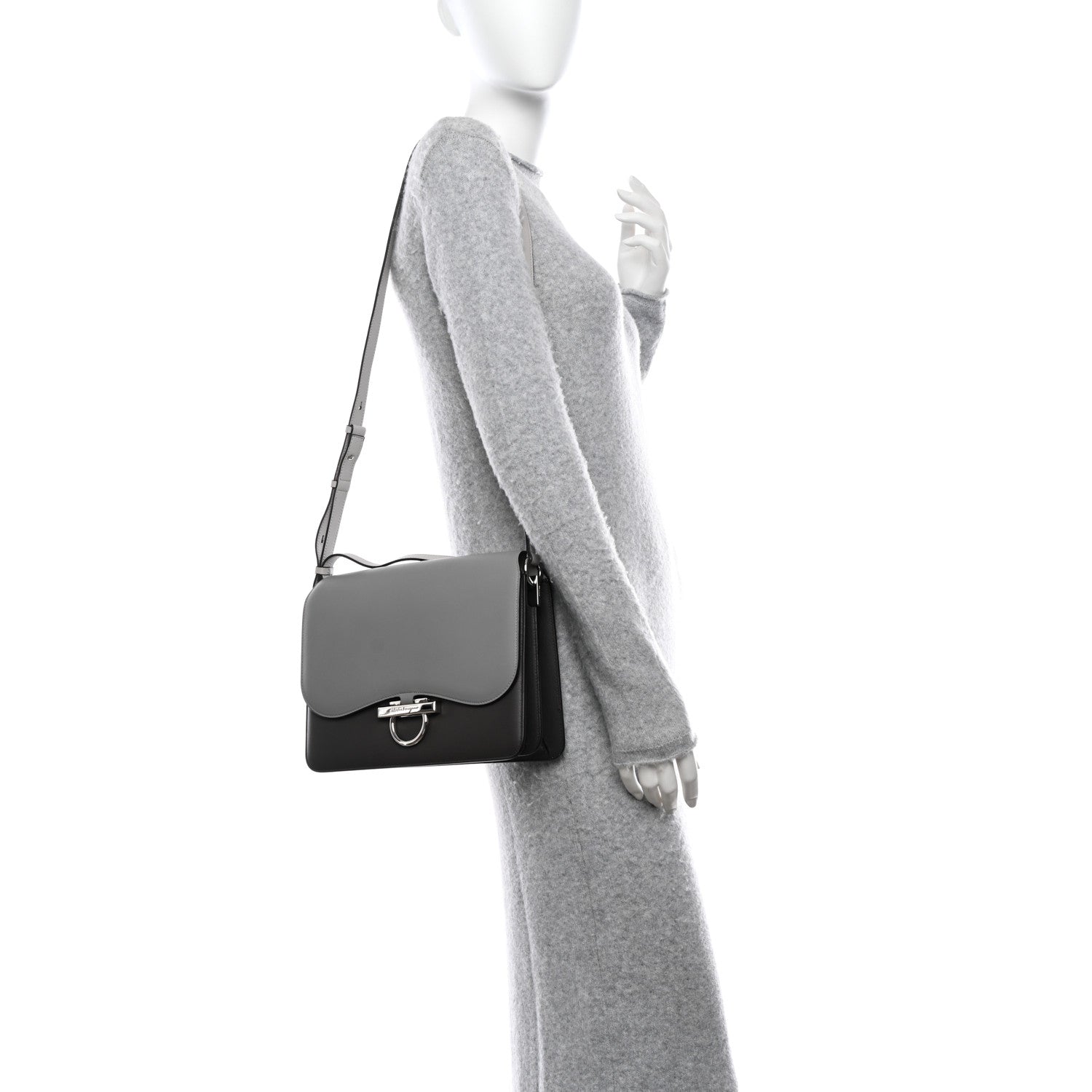 Salvatore Ferragamo Calfskin Joanne Crossbody Flannel Fossil Grey 2 of 11