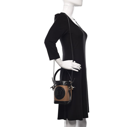 Fendi Vitello Liberty Glossy Lambskin F is Fendi Perforated Mini Mon Tresor Bucket Bag Sand Mimosa Black 2 of 9