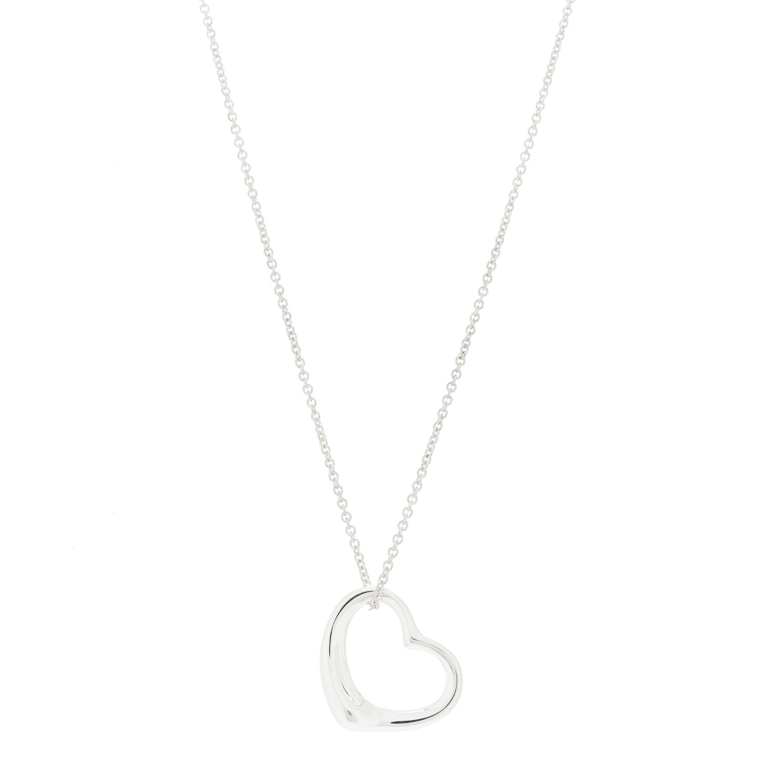 Tiffany Sterling Silver 22mm Elsa Peretti Open Heart Pendant Necklace 1 of 7