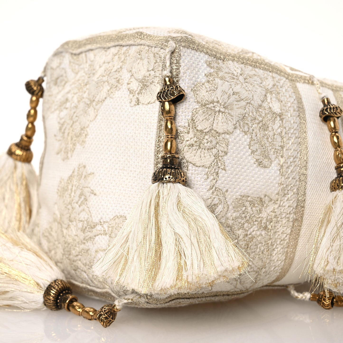 Canvas Embroidered Reve d'Infini Small D-Bubble Bucket Bag Gold