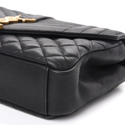 Saint Laurent Calfskin Mixed Matelasse Triquilt Medium College Bag Black 9 of 12