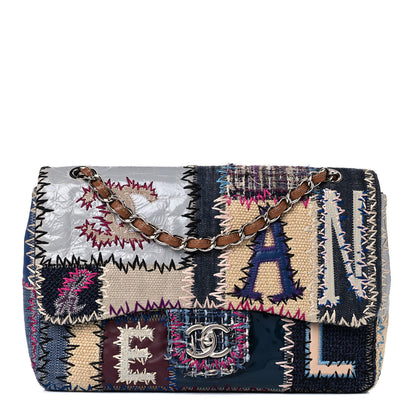 Chanel Denim Tweed Patchwork Jumbo Single Flap Multicolor 1 of 11