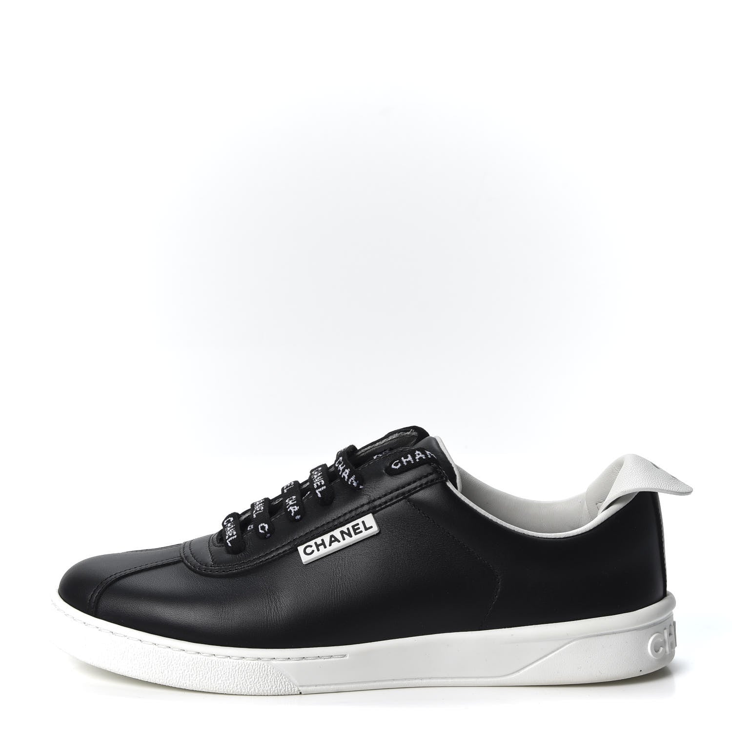 Chanel Calfskin CC Womens Sneakers 37.5 Black 1 of 9