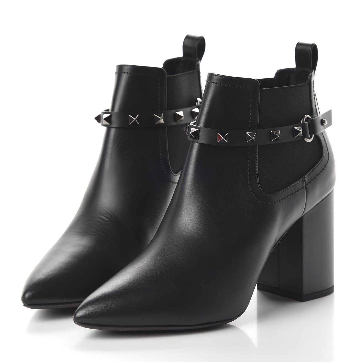 Calfskin Rockstud Chelsea 85mm Ankle Boots 39 Black