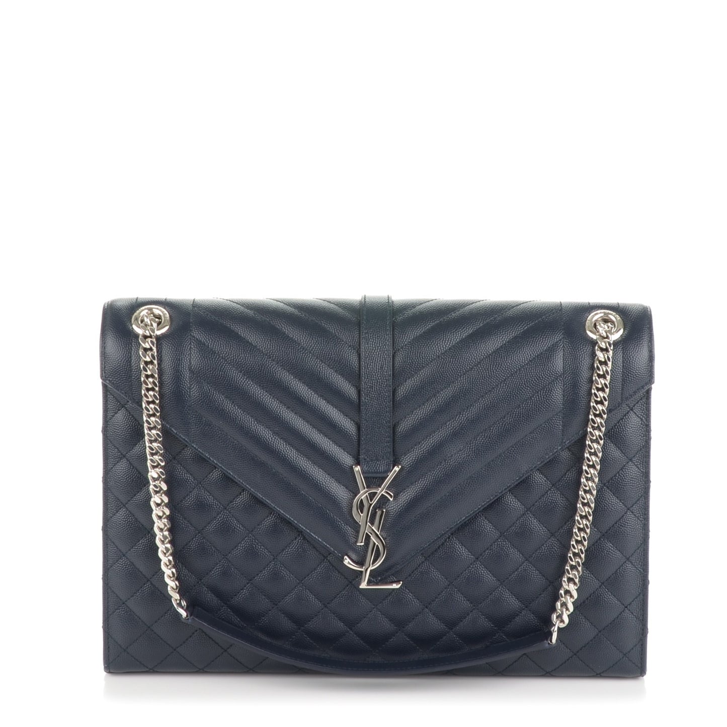 Grain De Poudre Large Tri-Quilt Monogram Satchel Navy