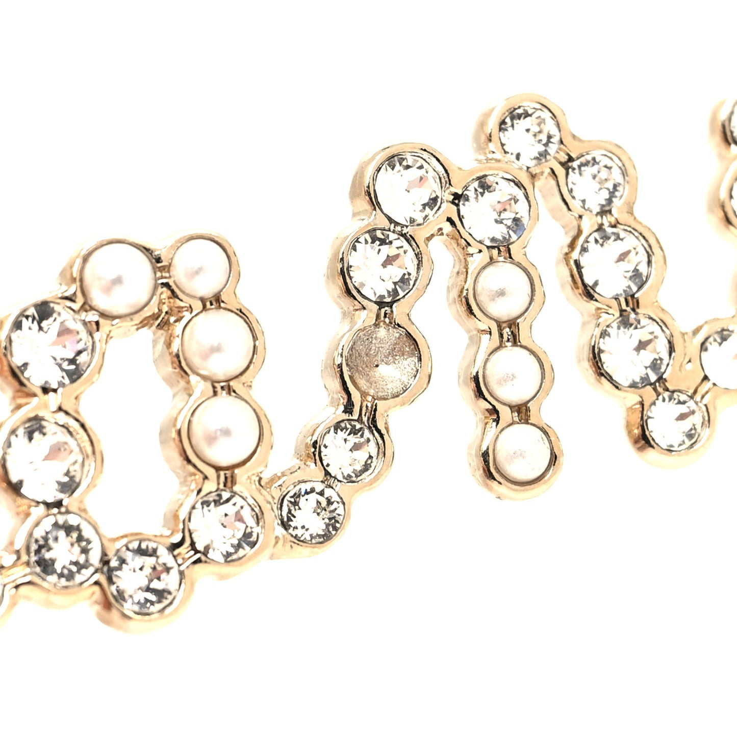 Metal Glass Swirling Pearls Brooch Pin Gold