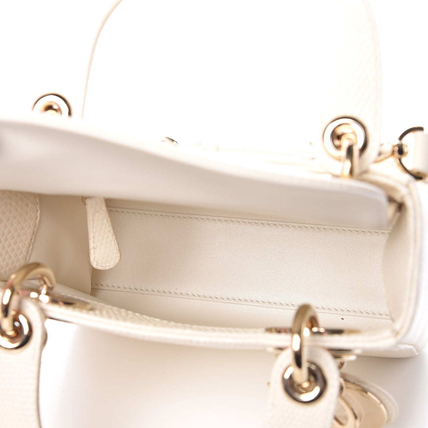 Lizard Mini Lady Dior White
