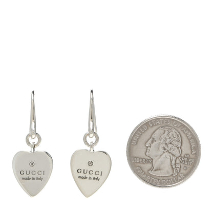 Gucci Sterling Silver Trademark Heart Drop Earrings 2 of 5