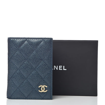 Chanel Metallic Caviar Quilted Card Holder Wallet Dark Blue 8 of 8