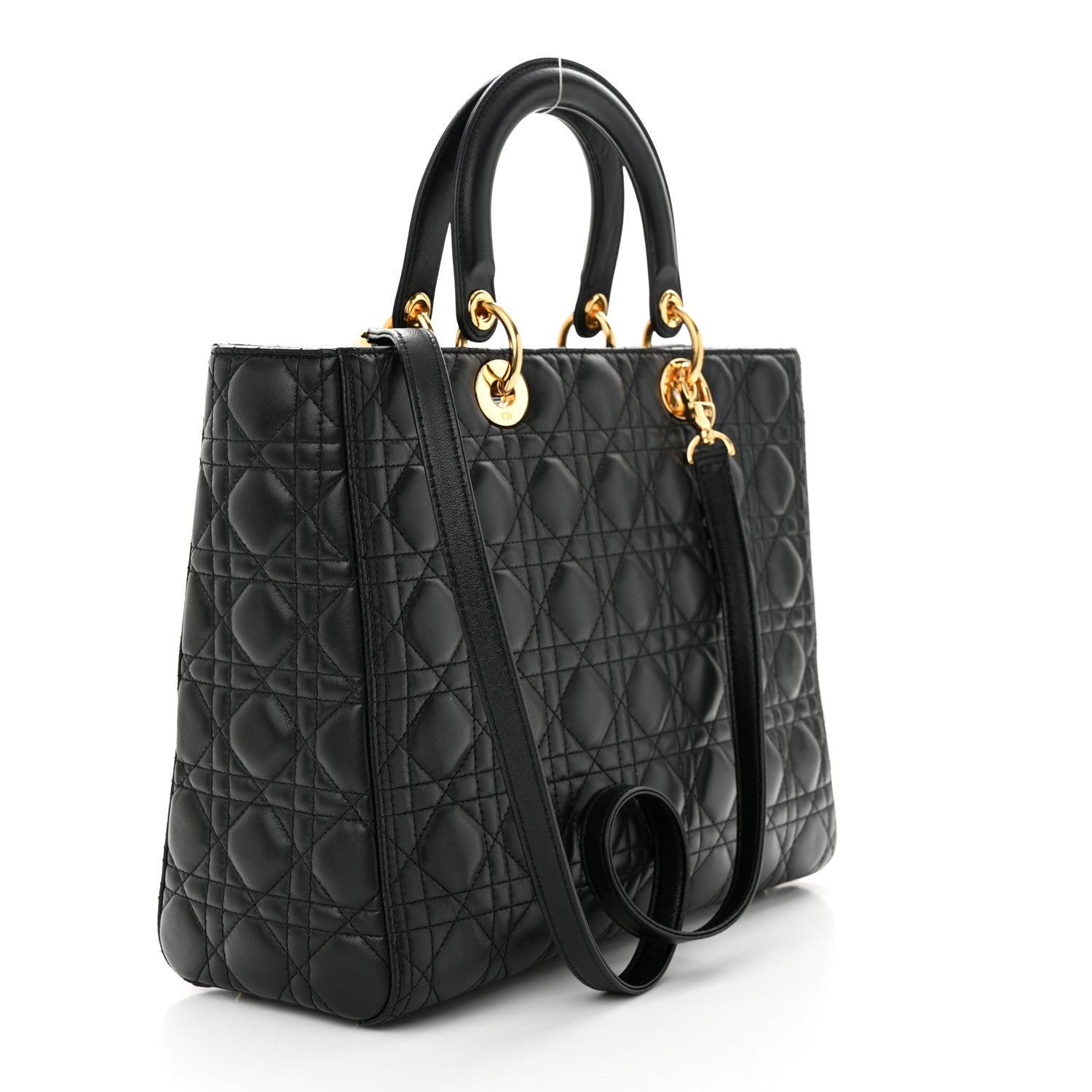 Christian Dior CHRISTIAN DIOR Lambskin Cannage Large Lady Dior Black 3 of 10