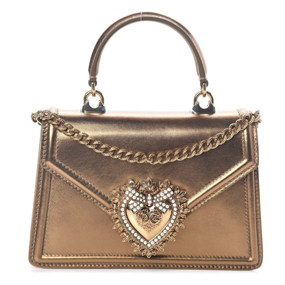 Dolce & Gabbana Smooth Calfskin Devotion Envelope Top Handle Bag Gold 1 of 9