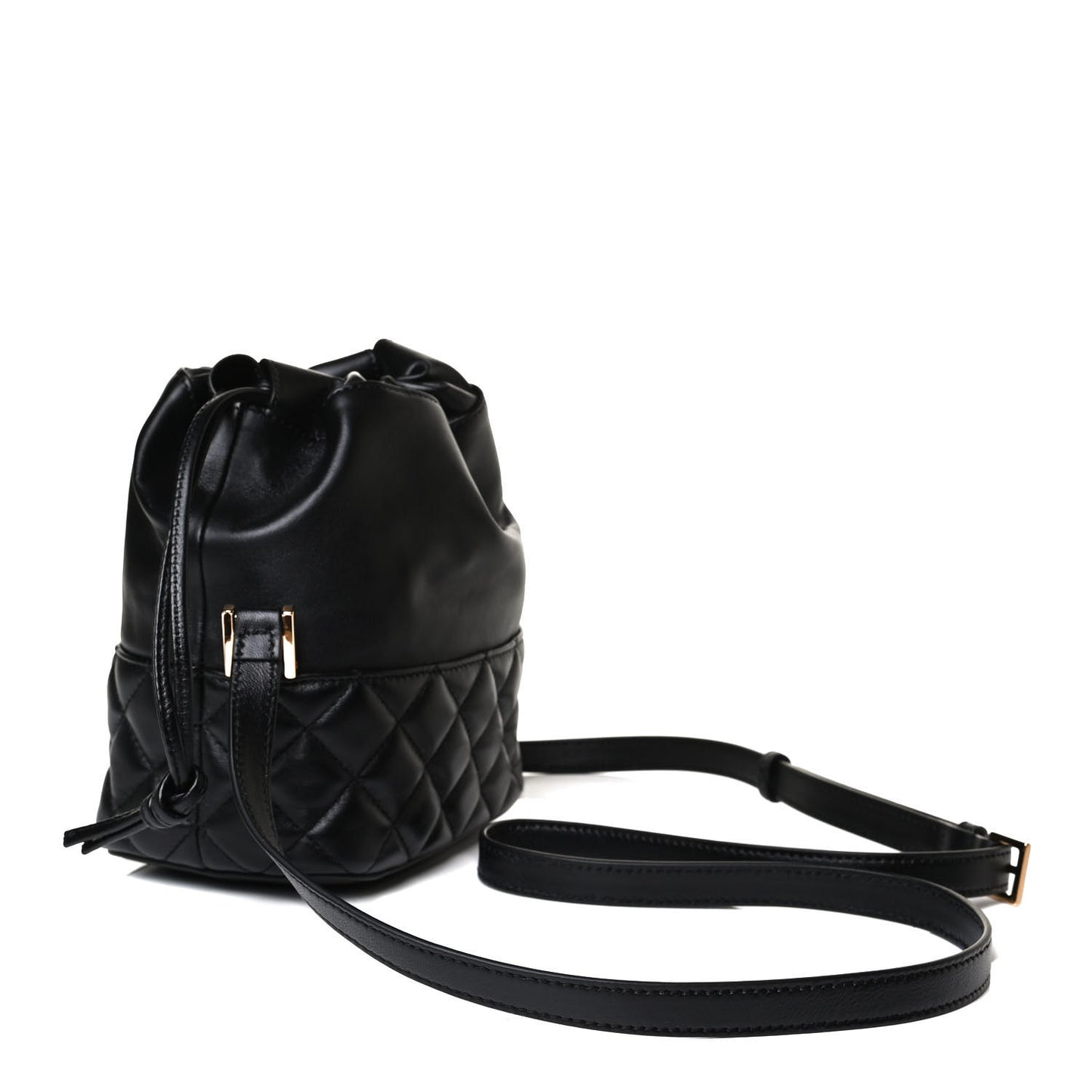 Nappa Quilted Medusa Bucket Bag Black