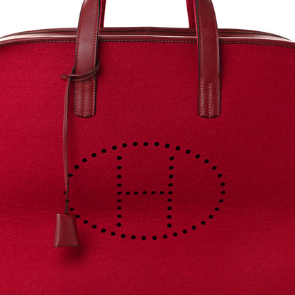Hermes Felt Barenia Feu2Dou Travel Bag Rouge Vif Rouge H 6 of 10