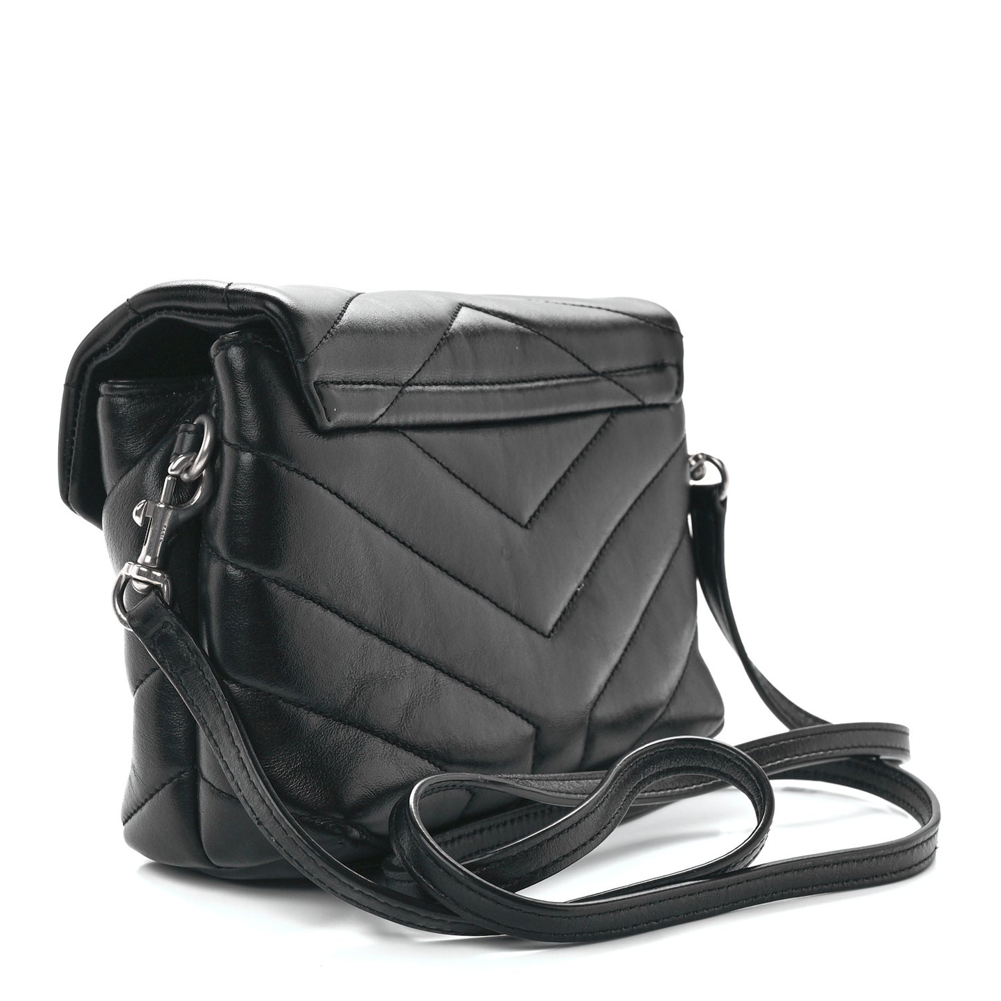 Calfskin Y Quilted Monogram Toy Loulou Crossbody Bag Black