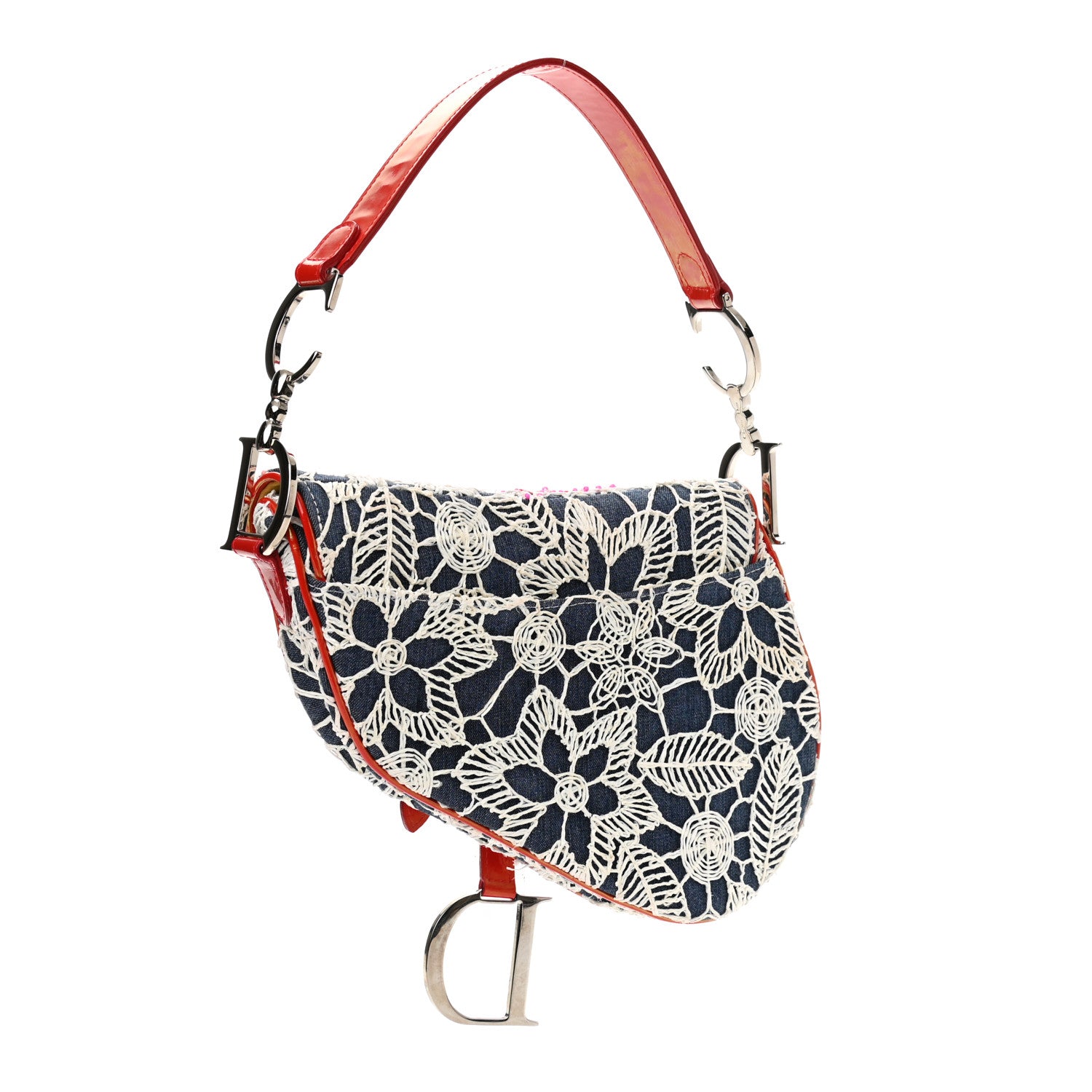 Christian Dior Denim Embroidered Sequin Saddle Bag Multicolor 2 of 11