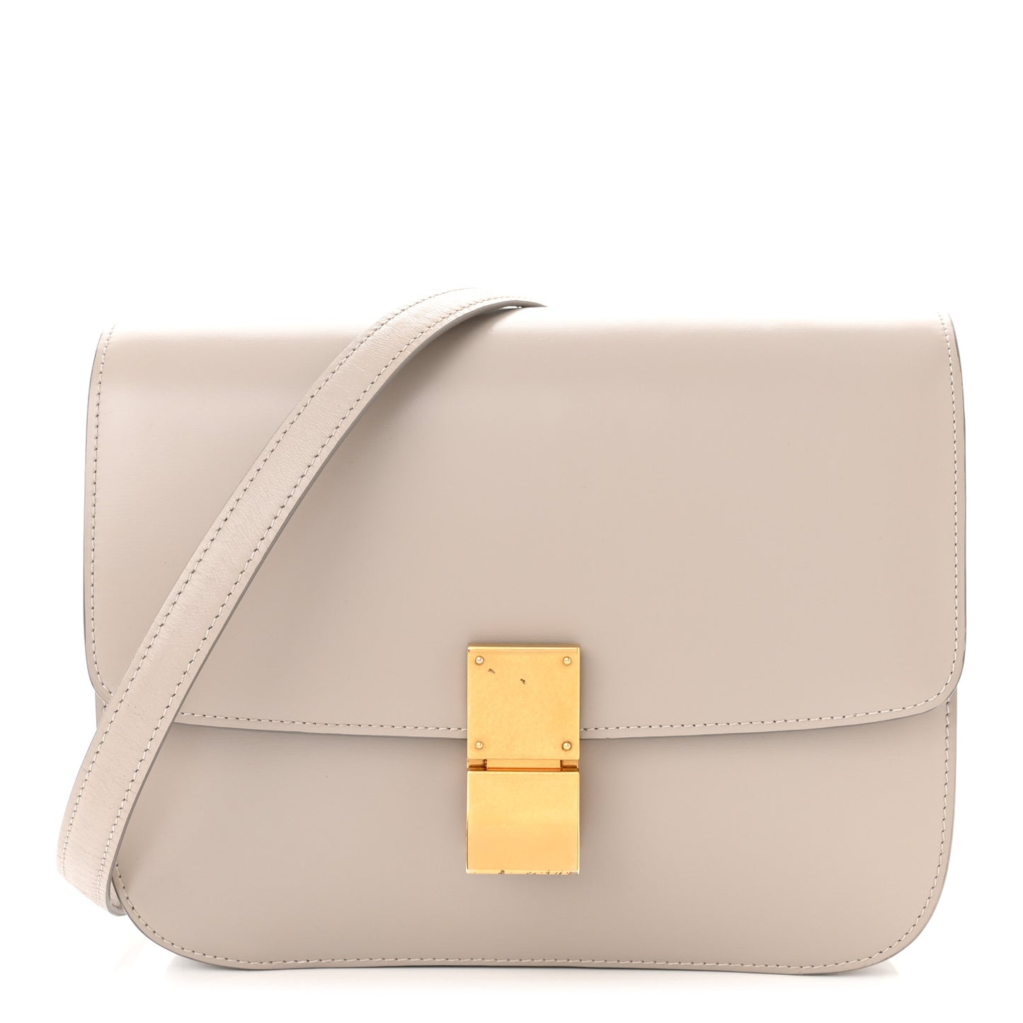 Box Calfskin Medium Classic Box Flap Bag Clay