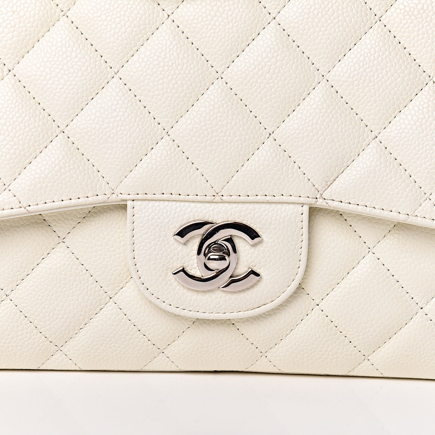 Caviar Quilted Jumbo Single Flap White
