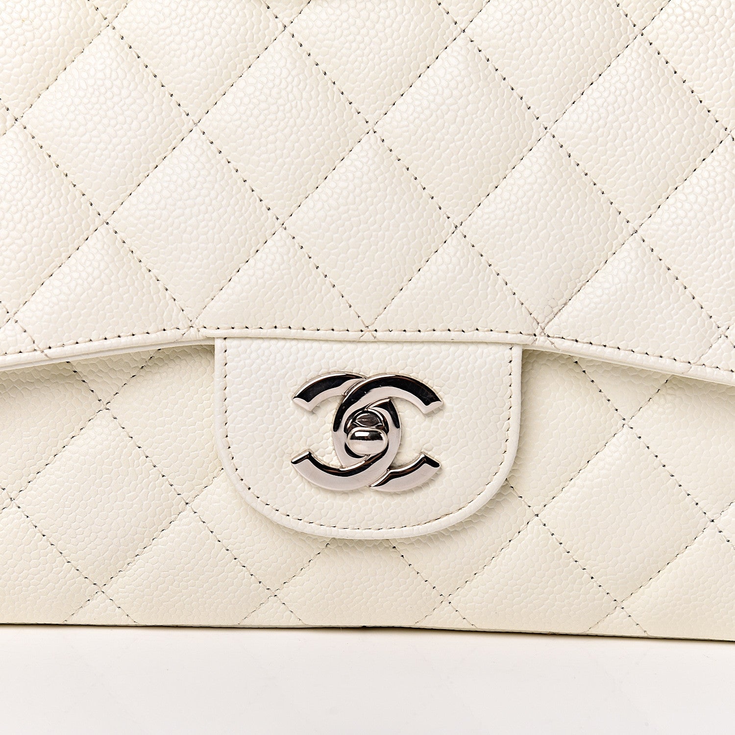 Chanel Caviar Quilted Jumbo Single Flap White 8 of 13