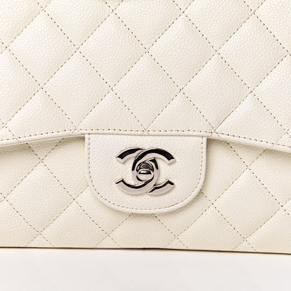 Chanel Caviar Quilted Jumbo Single Flap White 8 of 13