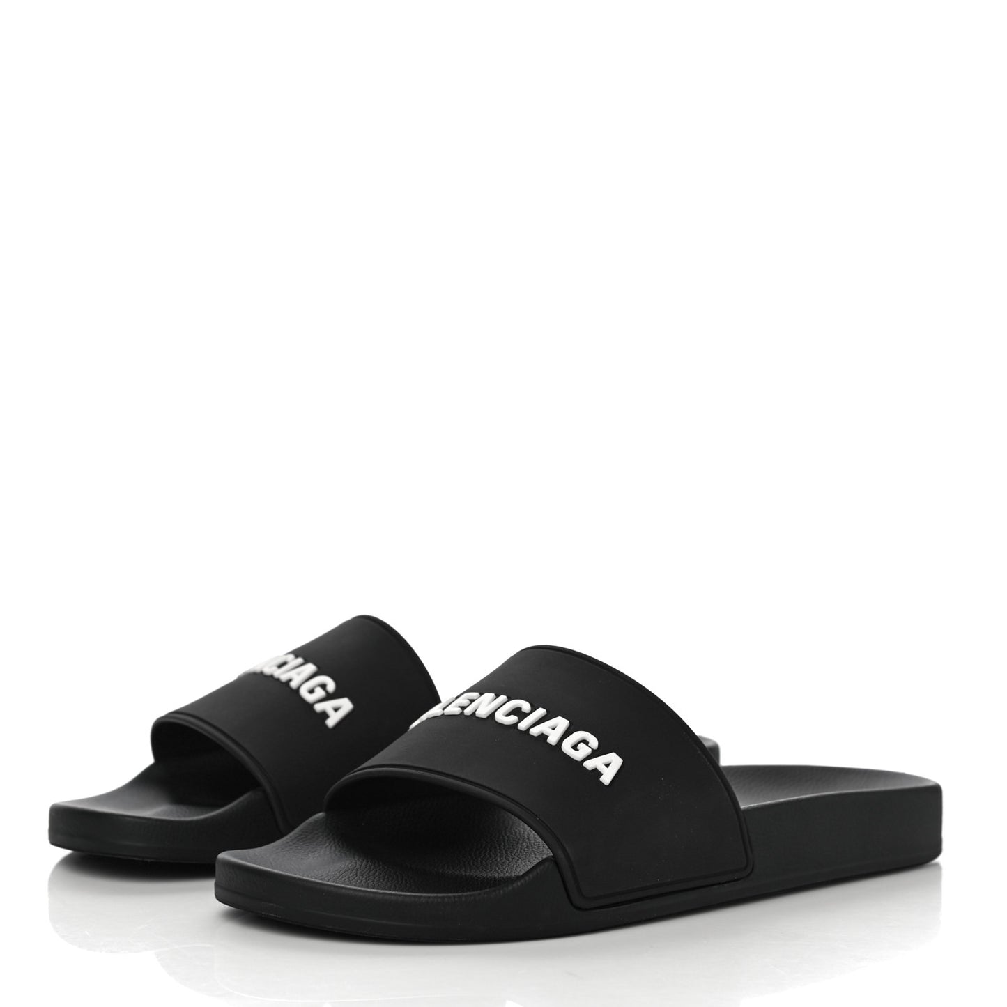 Rubber Womens Logo Pool Slide Sandals 40 Black White