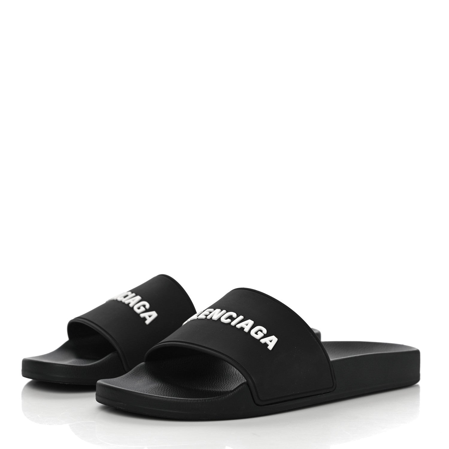 Balenciaga Rubber Womens Logo Pool Slide Sandals 40 Black White 4 of 11