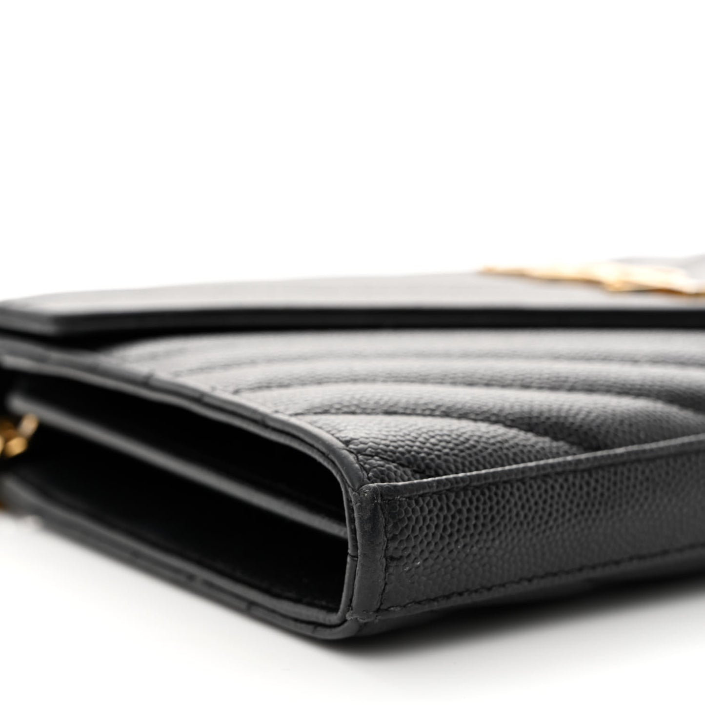 Grain De Poudre Matelasse Chevron Monogram Chain Wallet Black