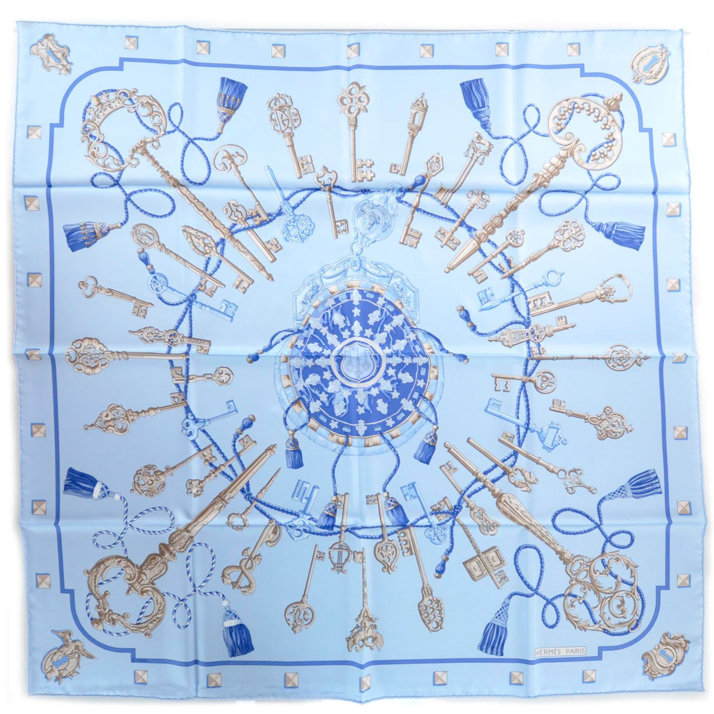Silk Keys Les Cles Scarf 90 Light Bleu