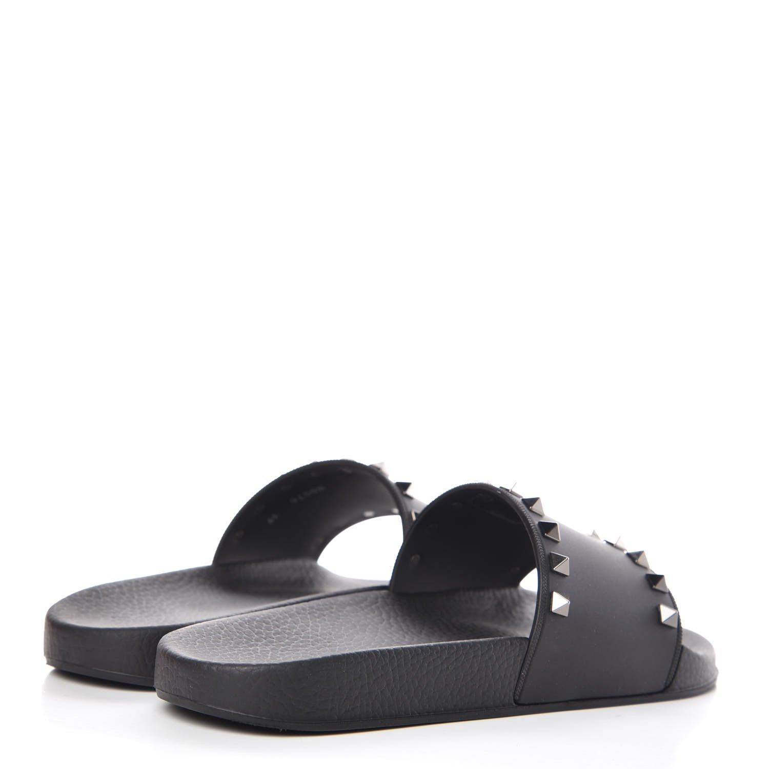 Valentino Garavani Rubber Rockstud Slide Sandals 39 Black 4 of 9