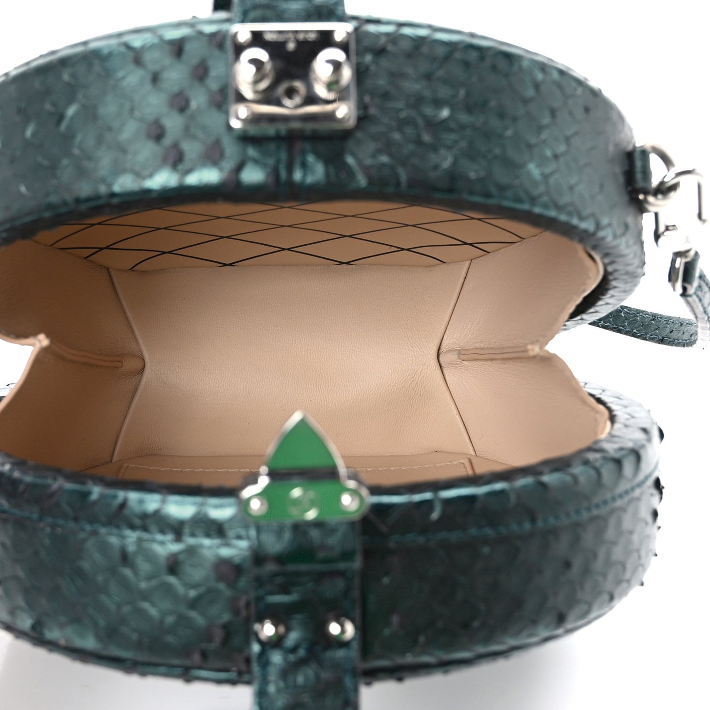 Snakeskin Petite Boite Chapeau Deep Green