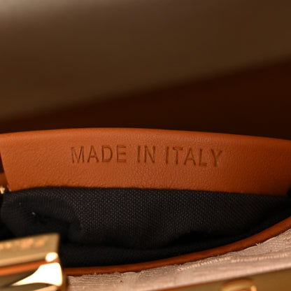 Fendi Vitello Seta Canvas FF Embroidered Mini Peekaboo Iconic Satchel Brandy Grezzo 7 of 11