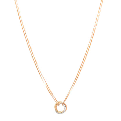 Cartier 18K Pink Yellow White Gold Trinity Double Chain Pendant Necklace 1 of 6