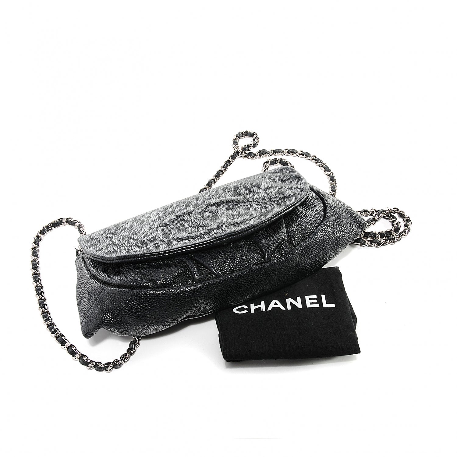 Chanel Caviar Half Moon Wallet On Chain WOC Black 9 of 9
