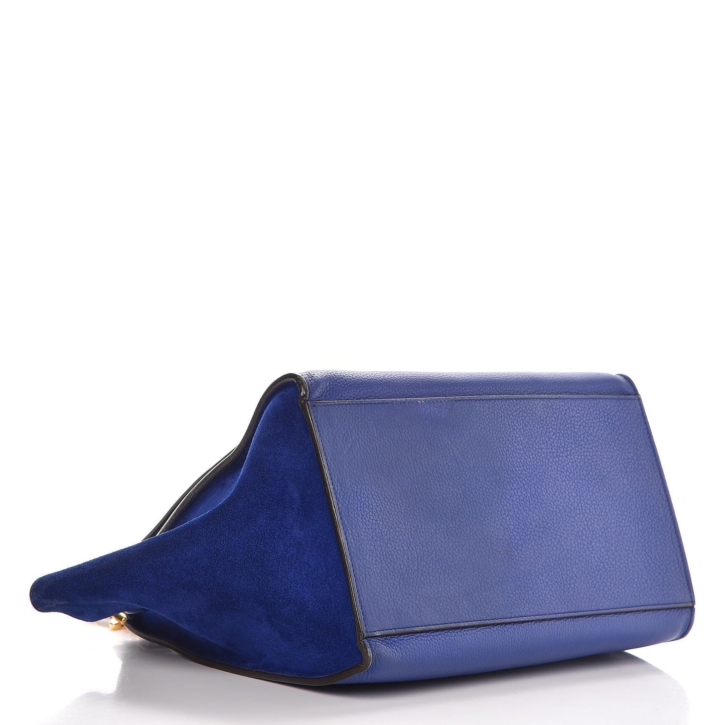 Drummed Calfskin Suede Small Trapeze Indigo