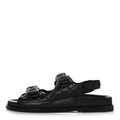 Chanel Grained Calfskin Velcro Dad Sandals 38 Black 1 of 9