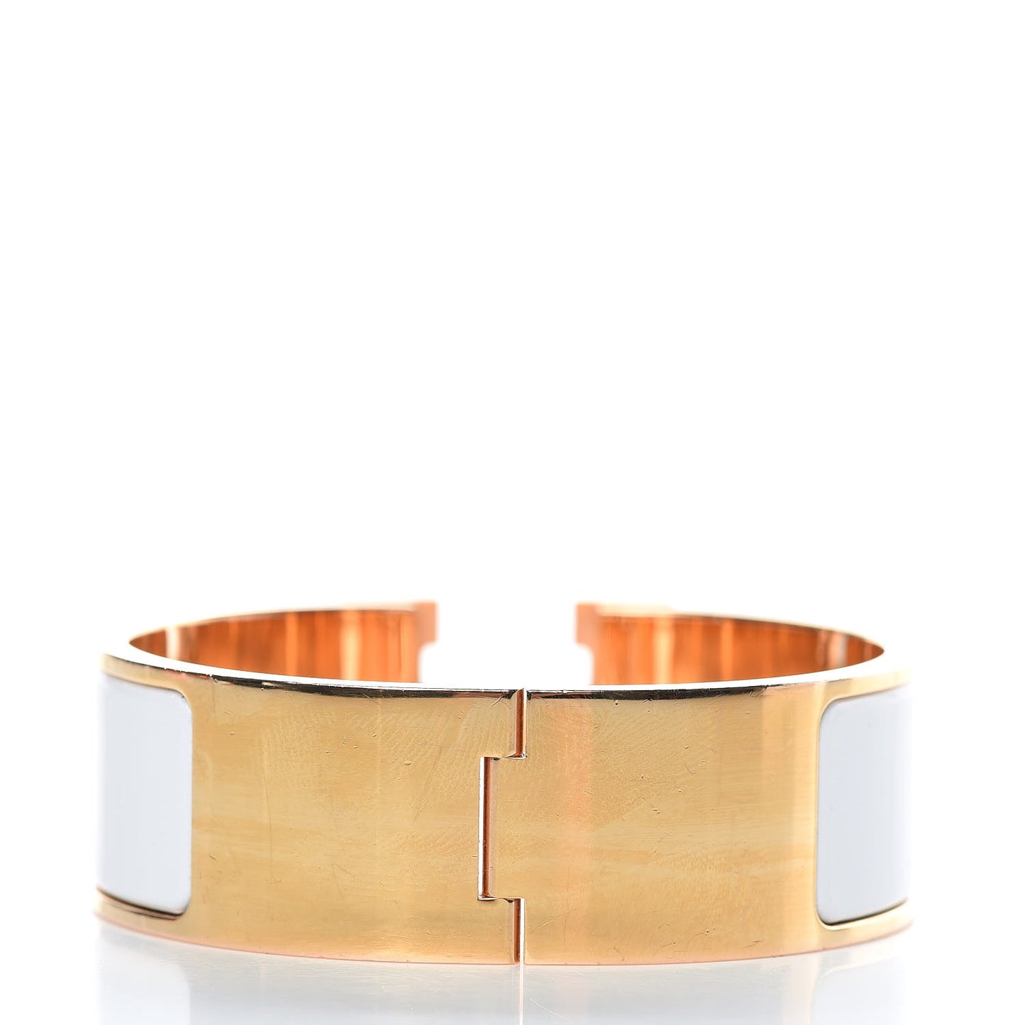 Enamel Wide Clic Clac H Bracelet GM White