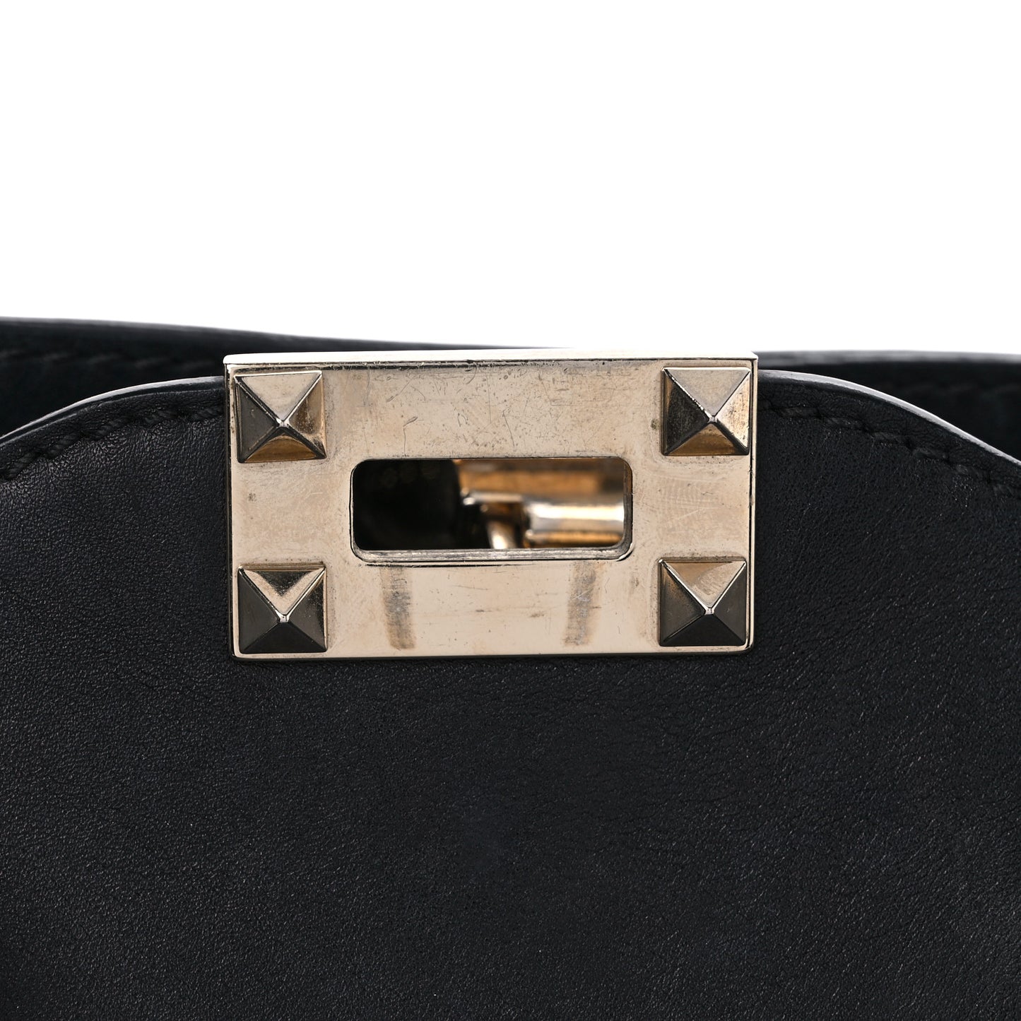 Vitello Rockstud Double Handle Tote Black