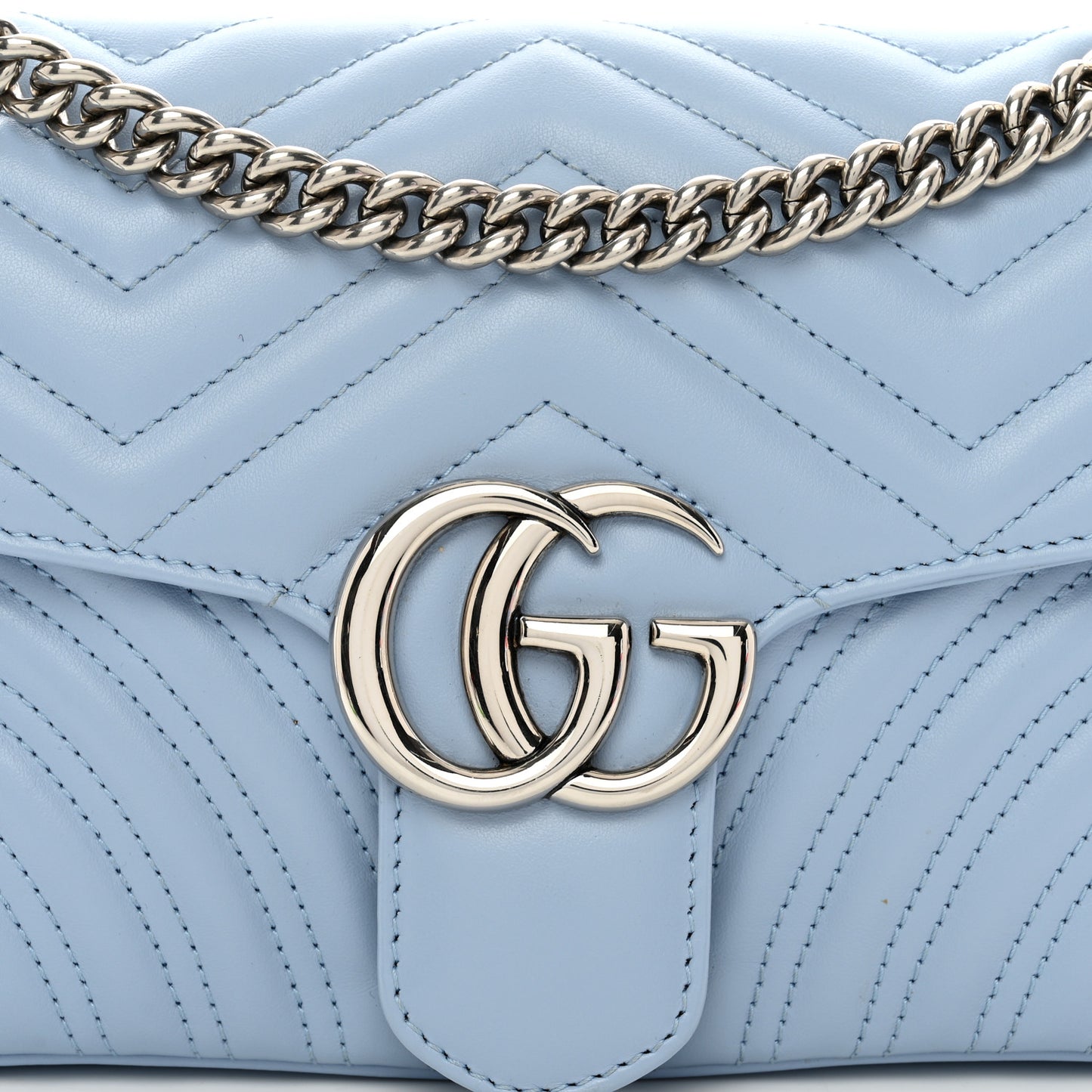 Calfskin Matelasse Small GG Marmont Shoulder Bag Porcelain Light Blue