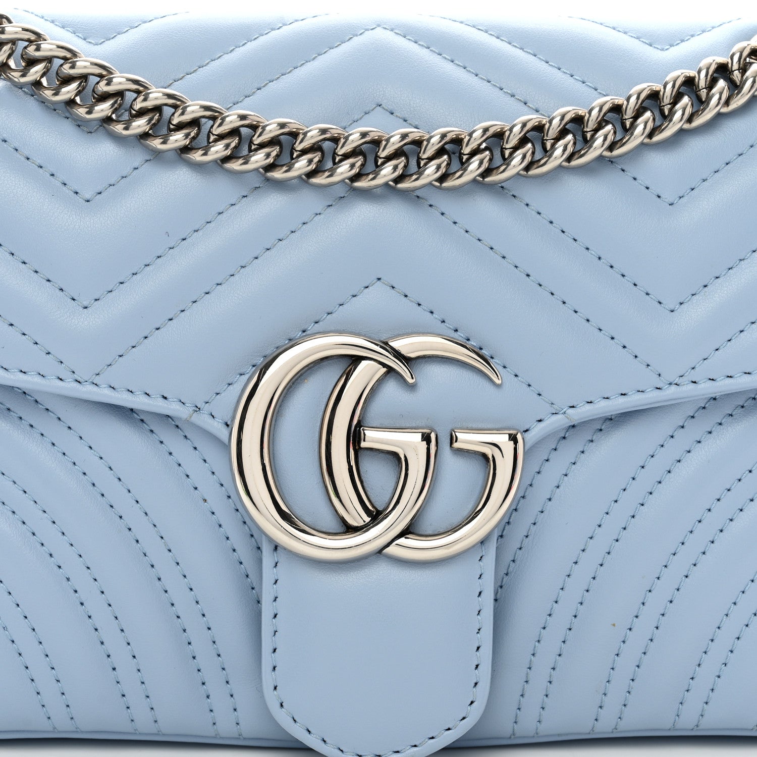 Gucci Calfskin Matelasse Small GG Marmont Shoulder Bag Porcelain Light Blue 5 of 10