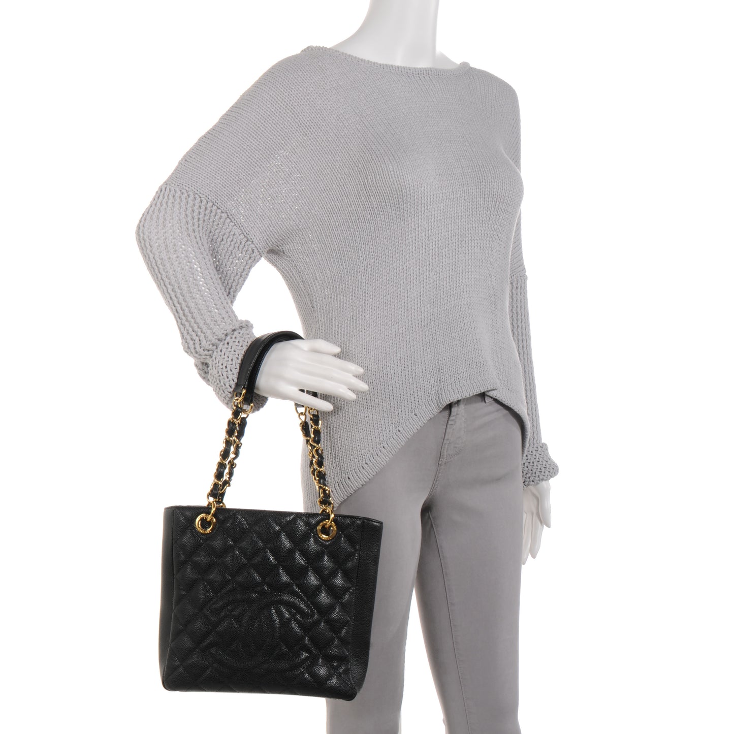 Caviar Petit Shopping Tote PST Black