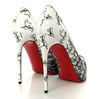 Christian Louboutin Patent New Very Prive Degraloubi Printed 120 Pumps 37 Black Snow 5 of 9