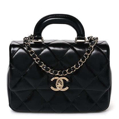 Chanel Shiny Lambskin Quilted Mini Coco Trip Flap Bag Black 1 of 10