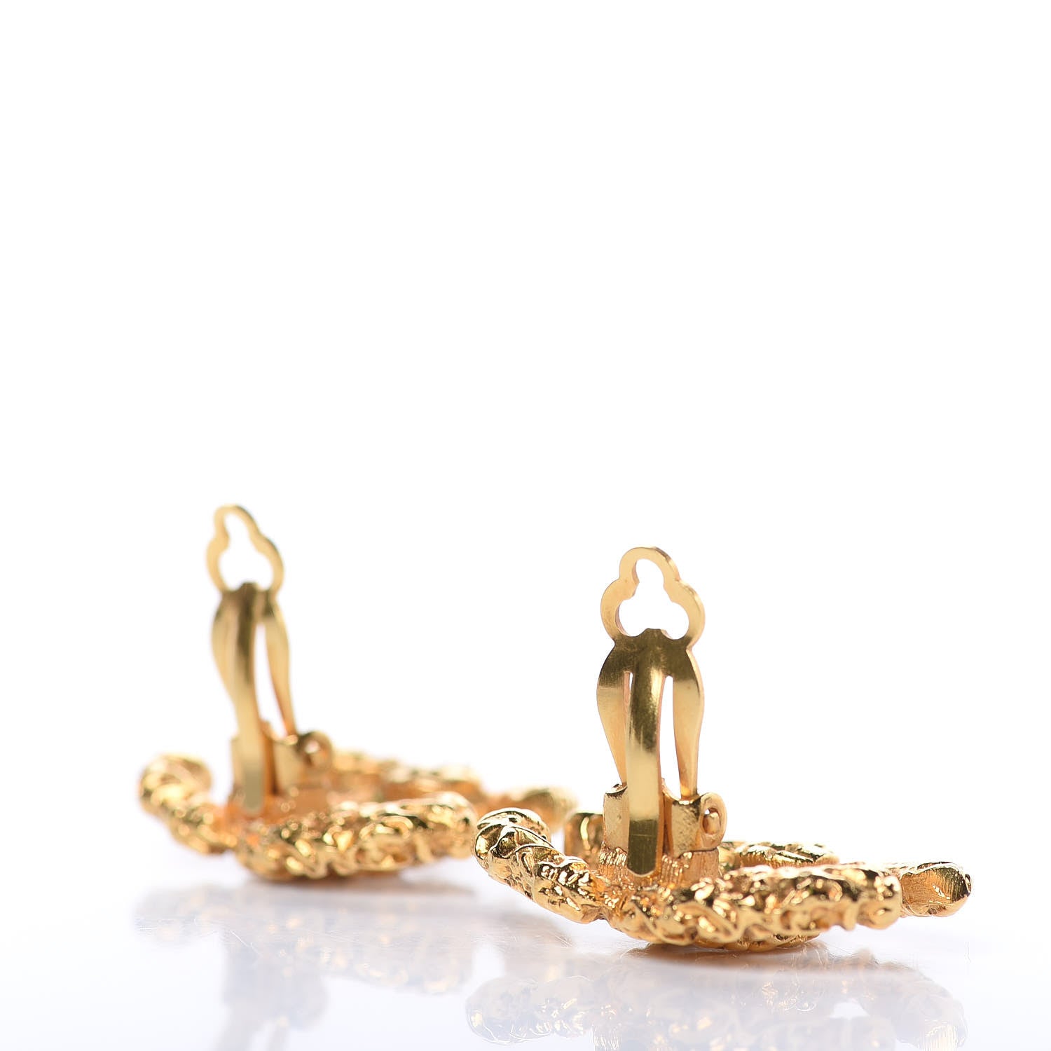 Chanel Textured CC Clip On Earrings Gold 3 of 5