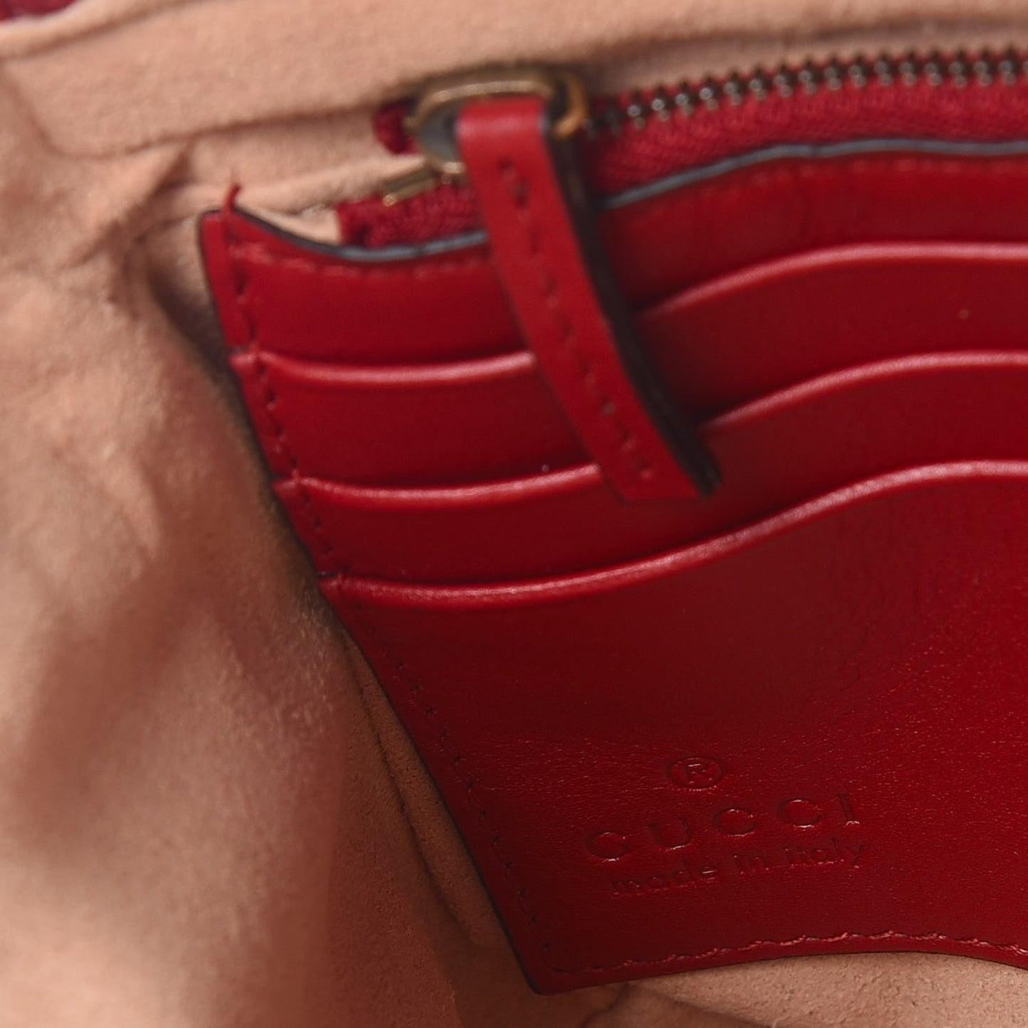 Calfskin Matelasse Mini GG Marmont Chain Bag Hibiscus Red