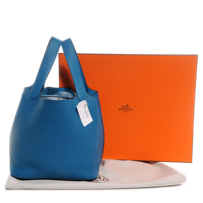 Hermes Taurillon Clemence Picotin Lock MM Bleu Izmir 5 of 8