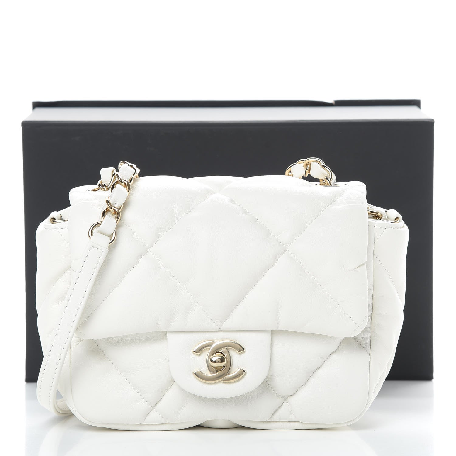 Chanel Calfskin Quilted Mini Square Bubbly Flap White 11 of 11