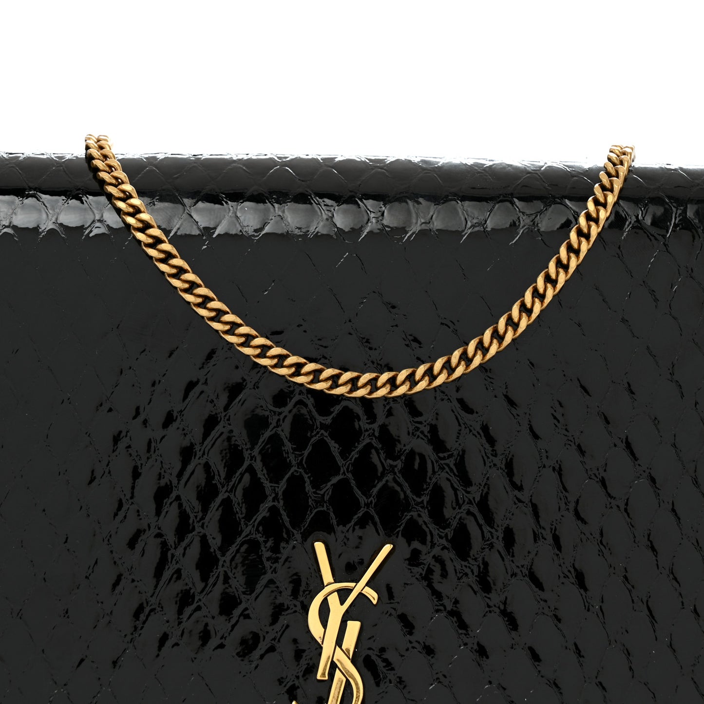 Embossed Monogram Chain Wallet Black